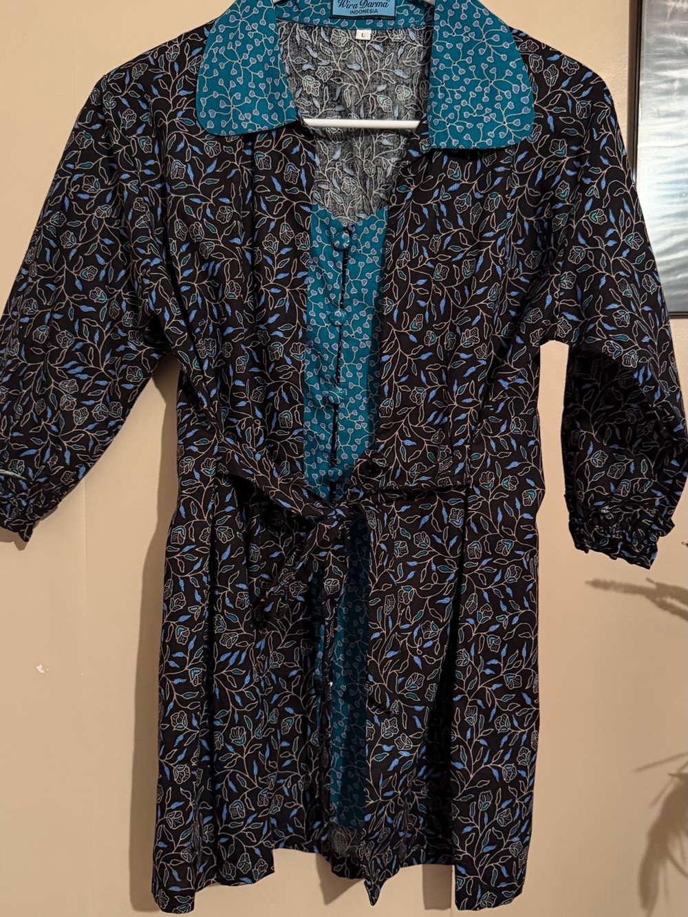 Vintage-Inspired Black & Teal Floral Women’s Shirt